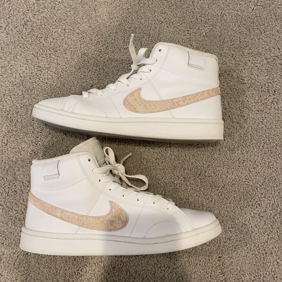 Nike court mid tops. White and tan Faux Snake skin swoosh. - Picture 8 of 8